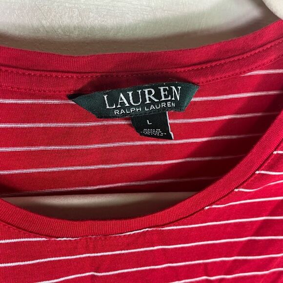 Ralph Lauren Red and White Striped Tee size Large - Picture 2 of 3